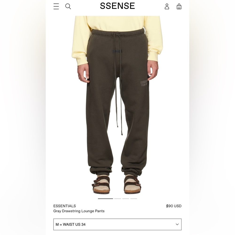 ESSENTIALS Gray Drawstring Lounge Pants M